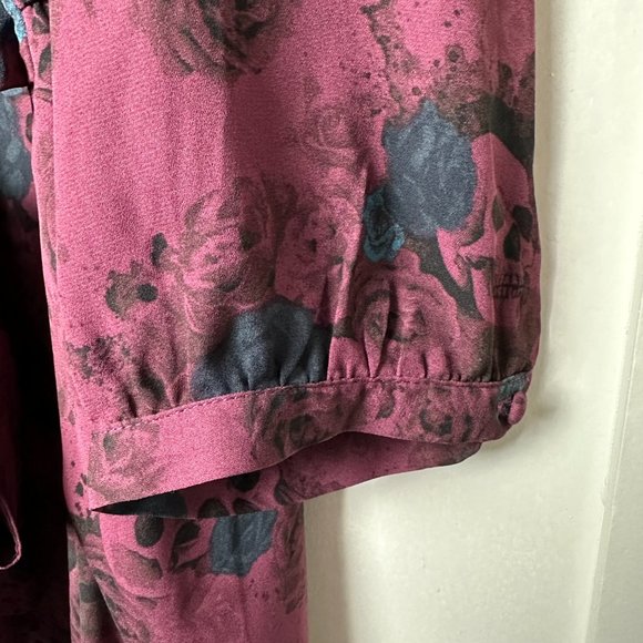 Torrid | NWT | Georgette Wrap Tunic Blouse | Floral Sugar Skulls - Picture 9 of 11